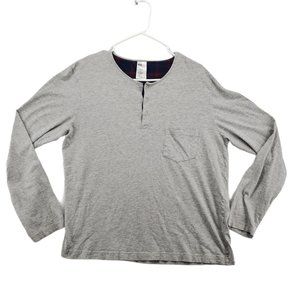 H&M Shirt Women's Long Sleeve Henley Neckline Tee Gray Size Large